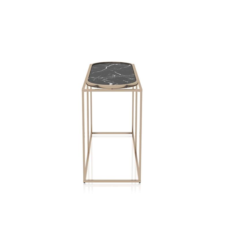 Metal Console Table in Champaign and Black C92398