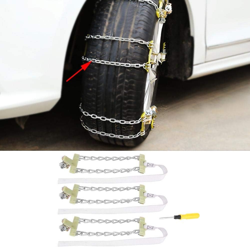 3pcs Steel Tire Anti-Skid Snow Chain for Car Truck SUV Winter (L) Pack of 2 R7657