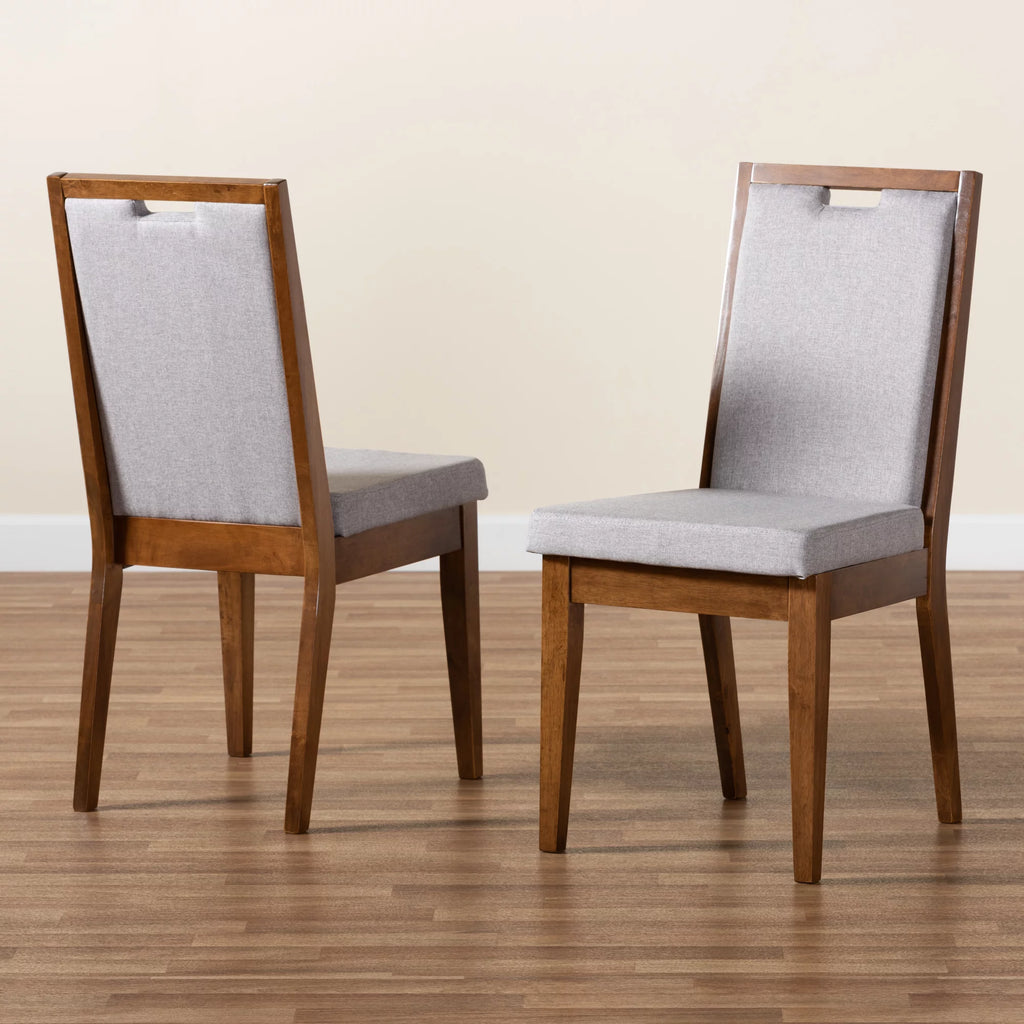 Set of 2 Grey and Walnut Brown Dining Chair A122498