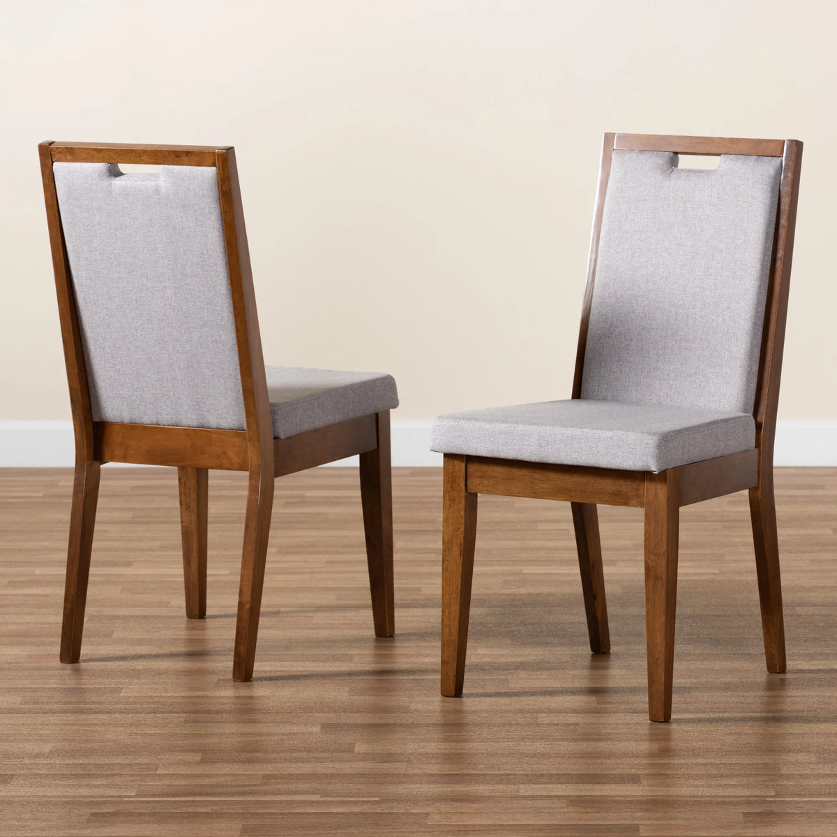 Set of 2 Grey and Walnut Brown Dining Chair A122498
