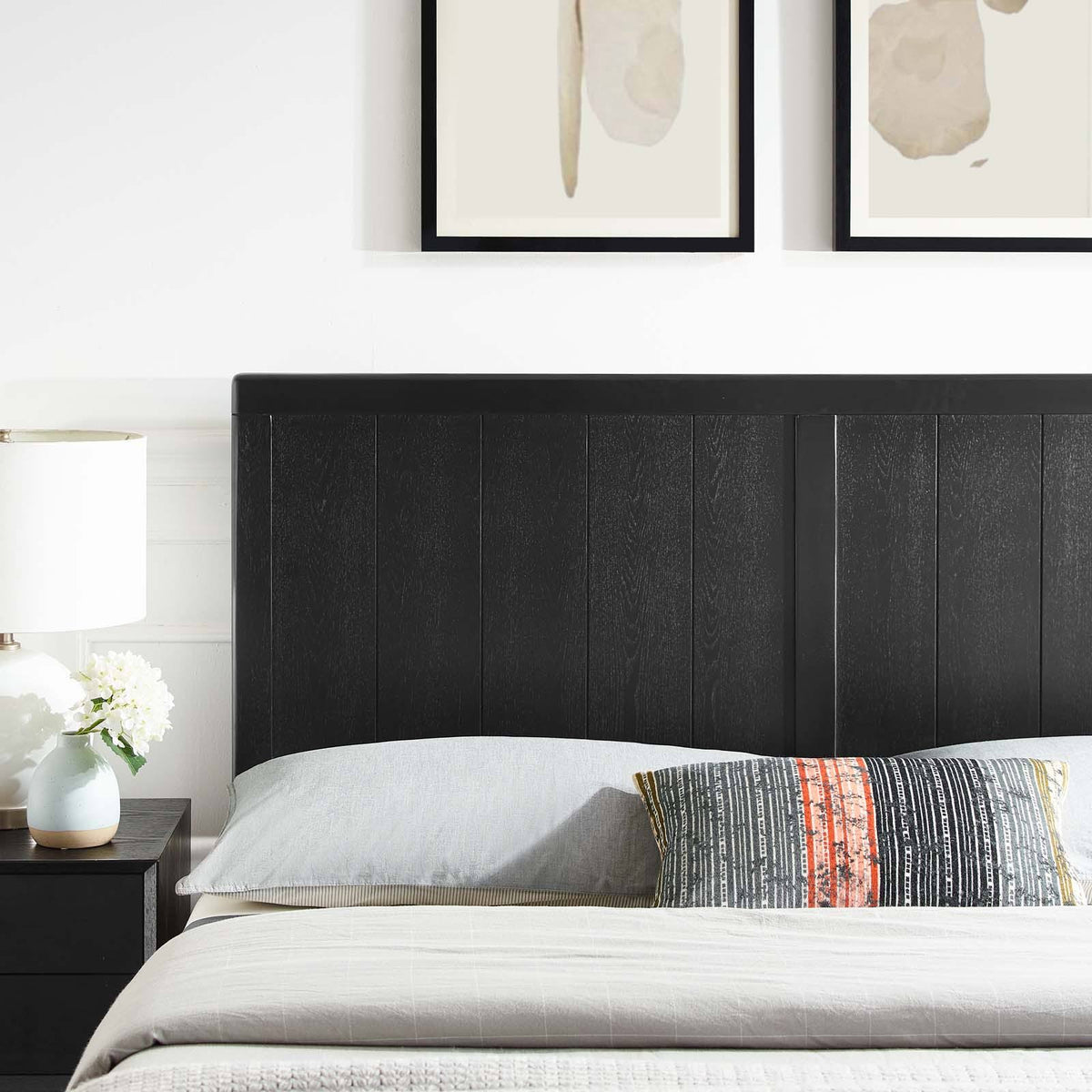Twin Headboard Black Wood U1680