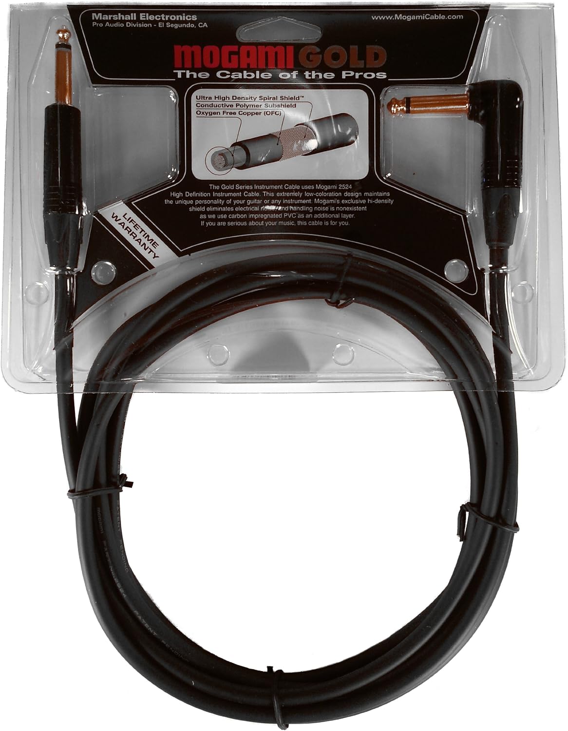 18 Foot Guitar Instrument Cable with Right Angle and Straight Connectors U42693