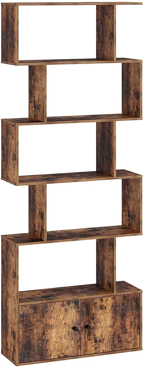 6-Tier Rustic Wooden Bookshelf with Cabinet G528552