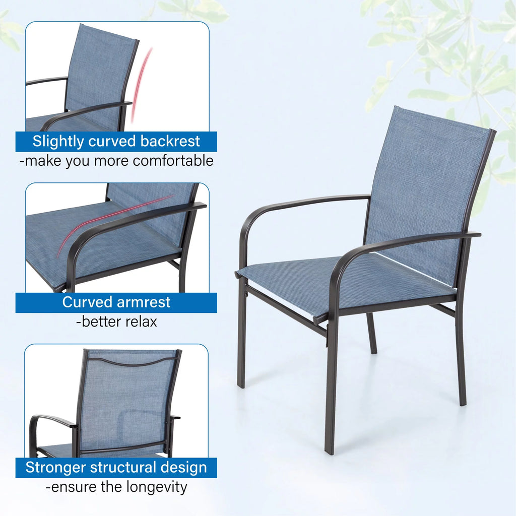Blue Textilene Outdoor Dining Chair Set of 4 Z5290