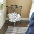 White Metal Rolling Hamper with Wheels S547627