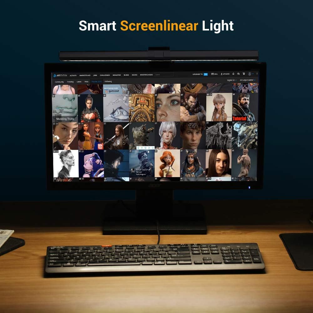 Black LED Monitor Light Bar with 3 Lighting Modes and 10 Brightness Levels V74550