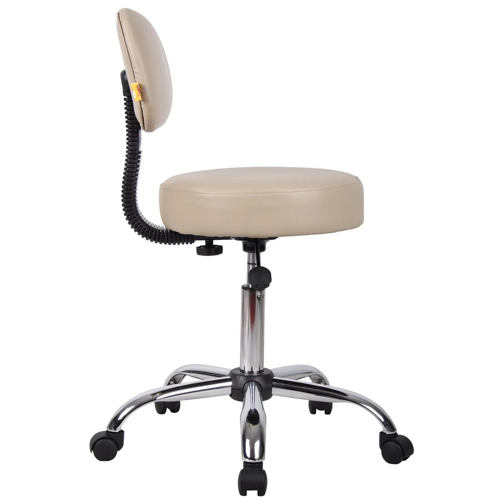 Beige Adjustable Rolling Stool with Back E399949