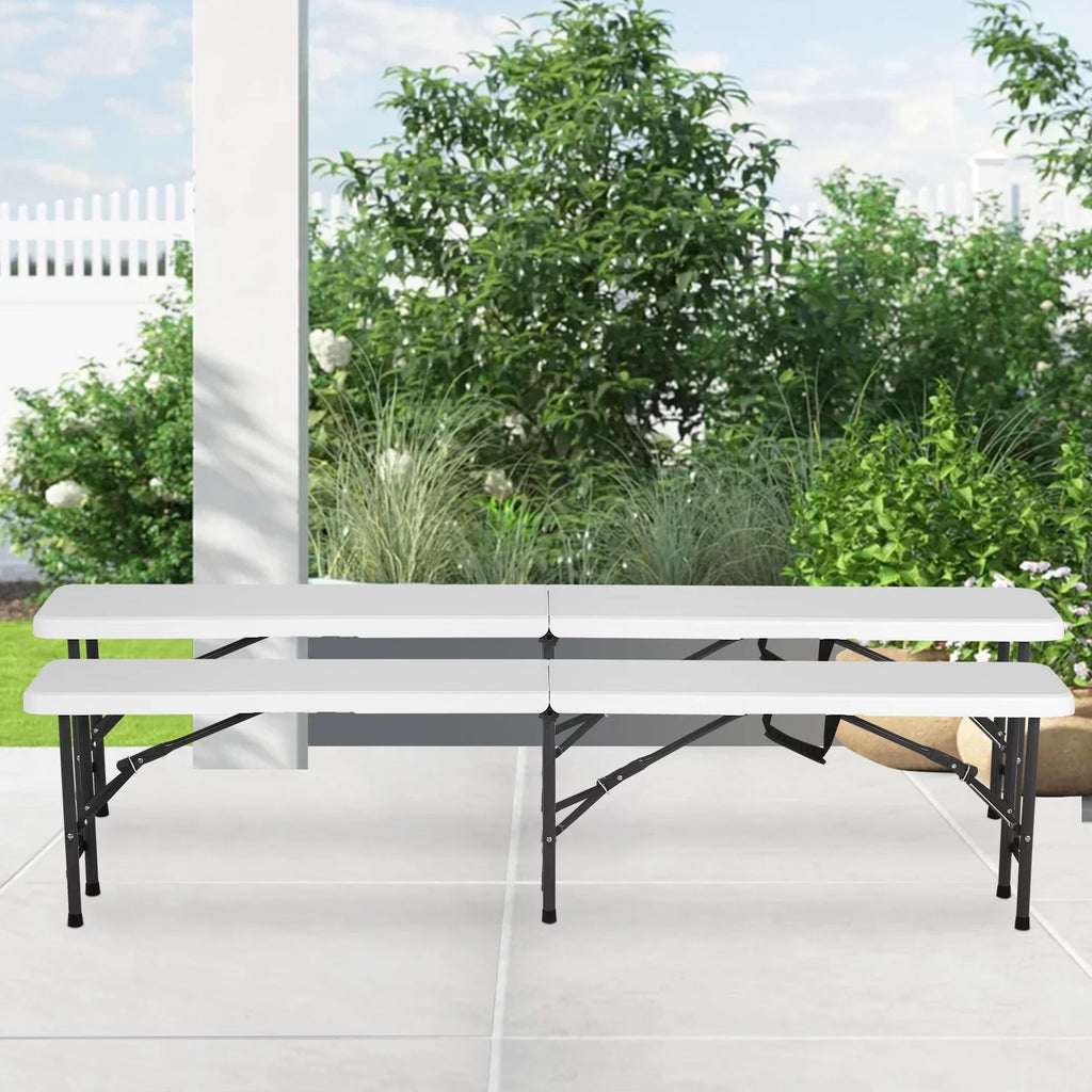 6Ft White Plastic Folding Bench 2 Pack Z328