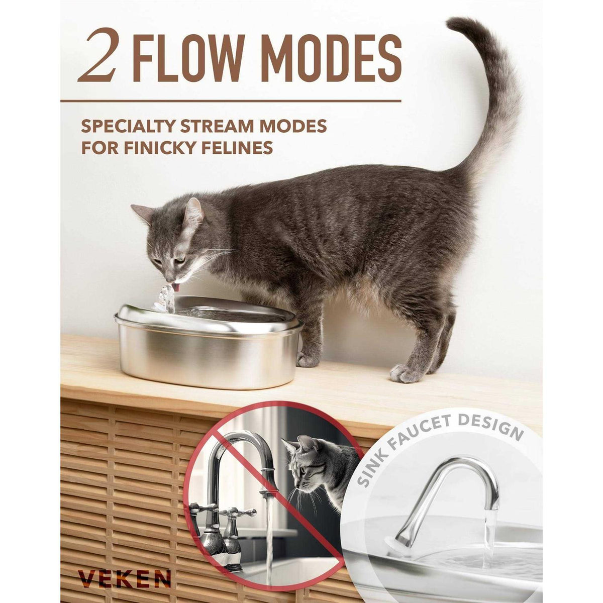 2.5L Stainless Steel Automatic Pet Water Fountain A49875
