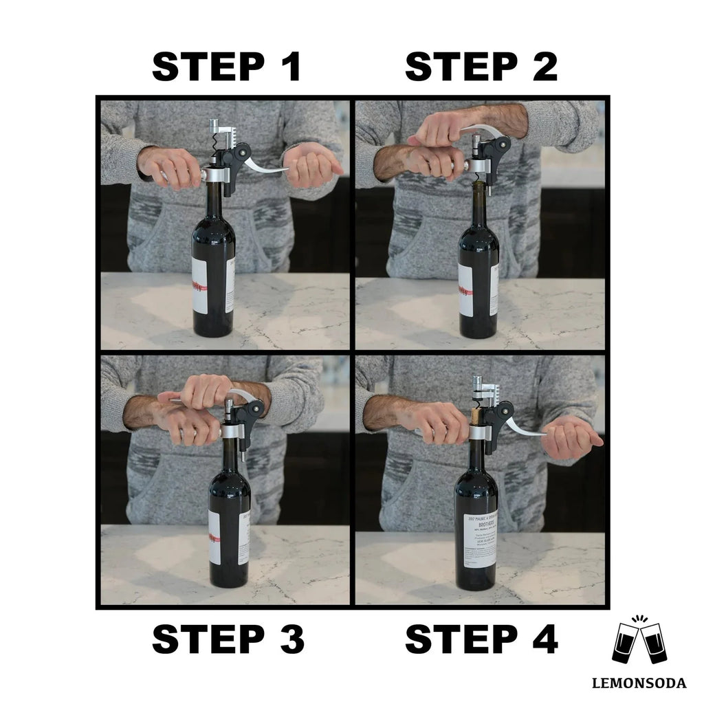 Wine Bottle Opener Kit with Corkscrew, Pourer, Foil Cutter, Stopper U667284