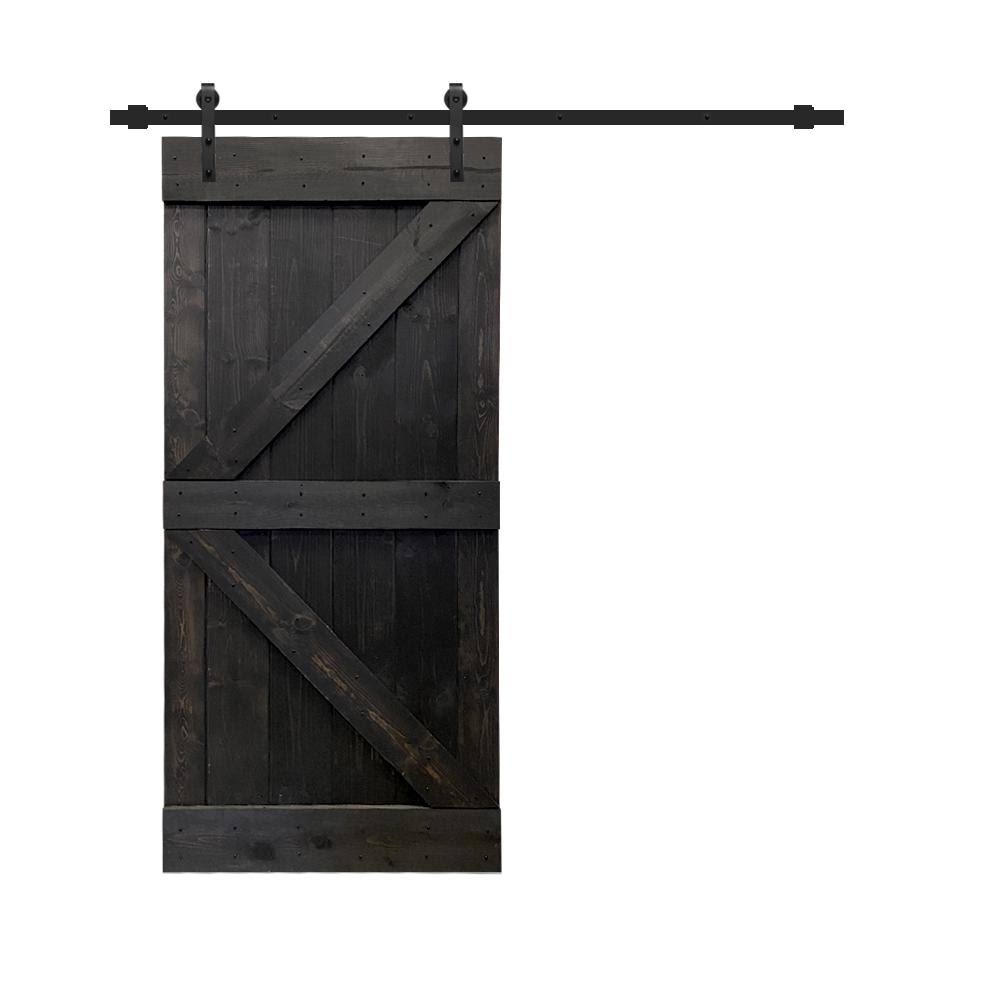 Charcoal Black Solid Wood Interior Sliding Barn Door R303