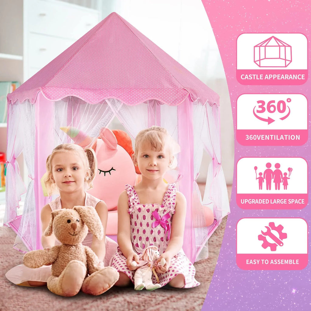 Castle Princess Tents with Lights, Kids Tents for Indoor and Outdoor Play E24800