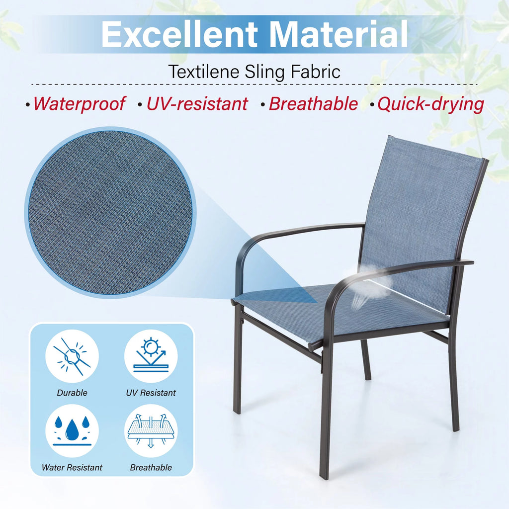 Blue Textilene Outdoor Dining Chair Set of 4 Z5290