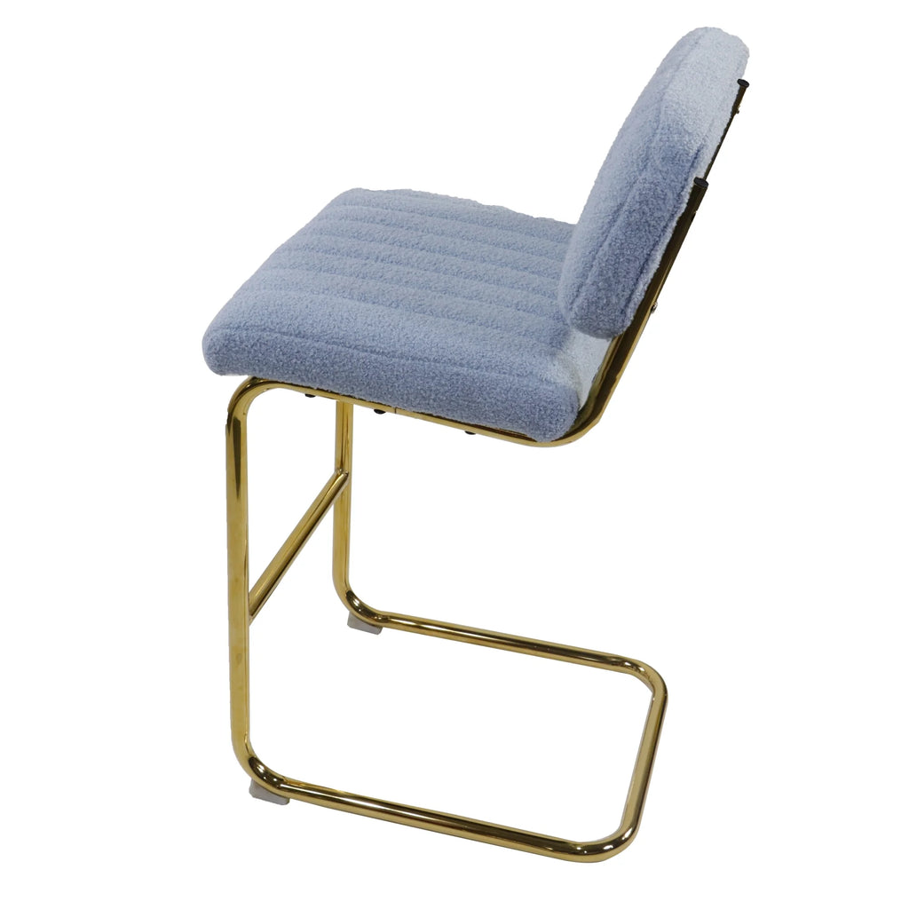 Blue Boucle Upholstered Bar Stools Set of 2 L67869