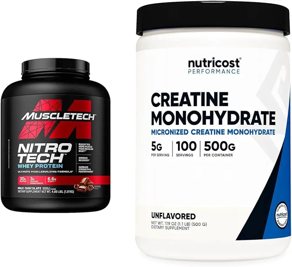 Whey Protein Powder 4 Pound and Creatine Monohydrate Micronized Powder 500G E6459