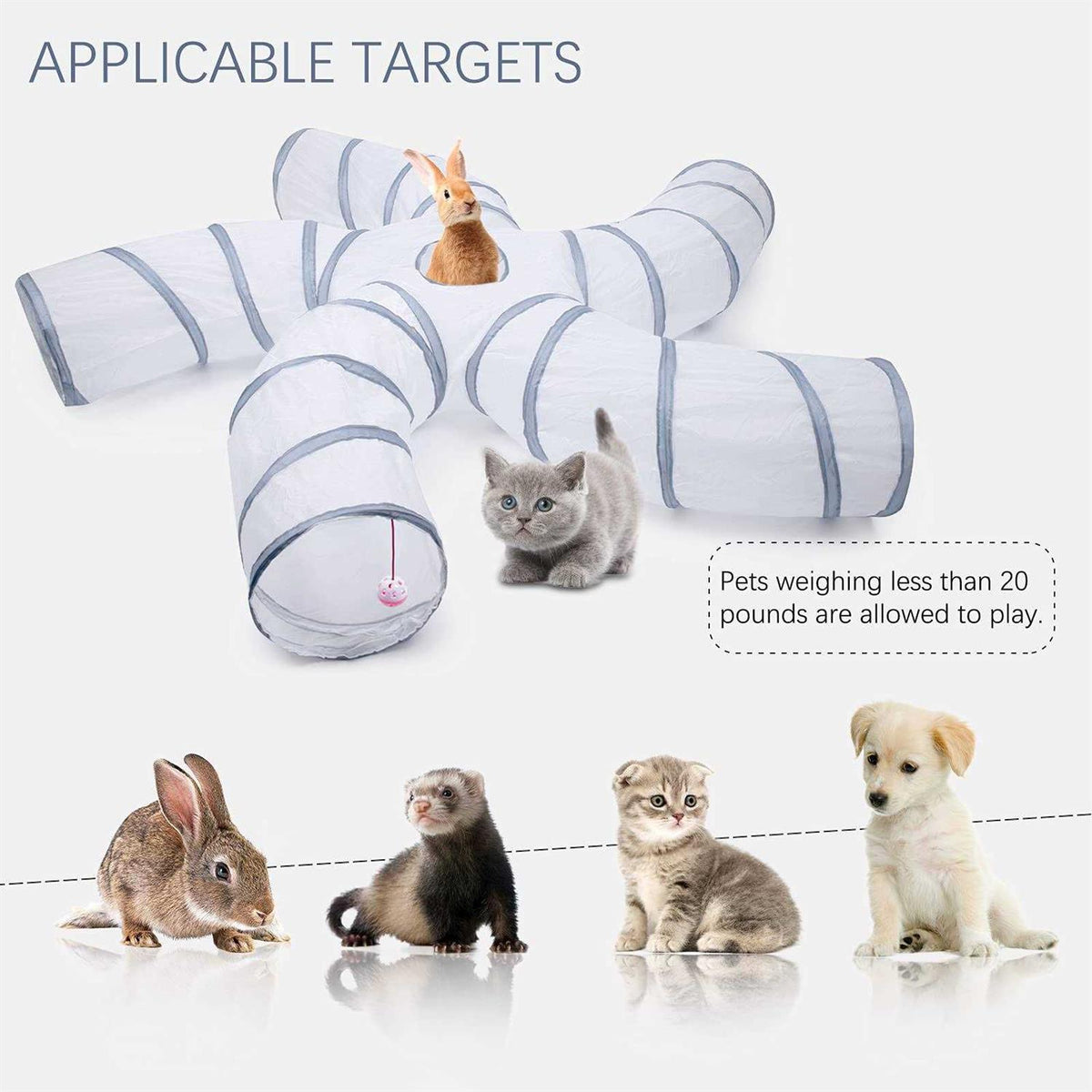 Cat Tunnel with Play Ball Collapsible Interactive Peek Hole Pet Tube V6742