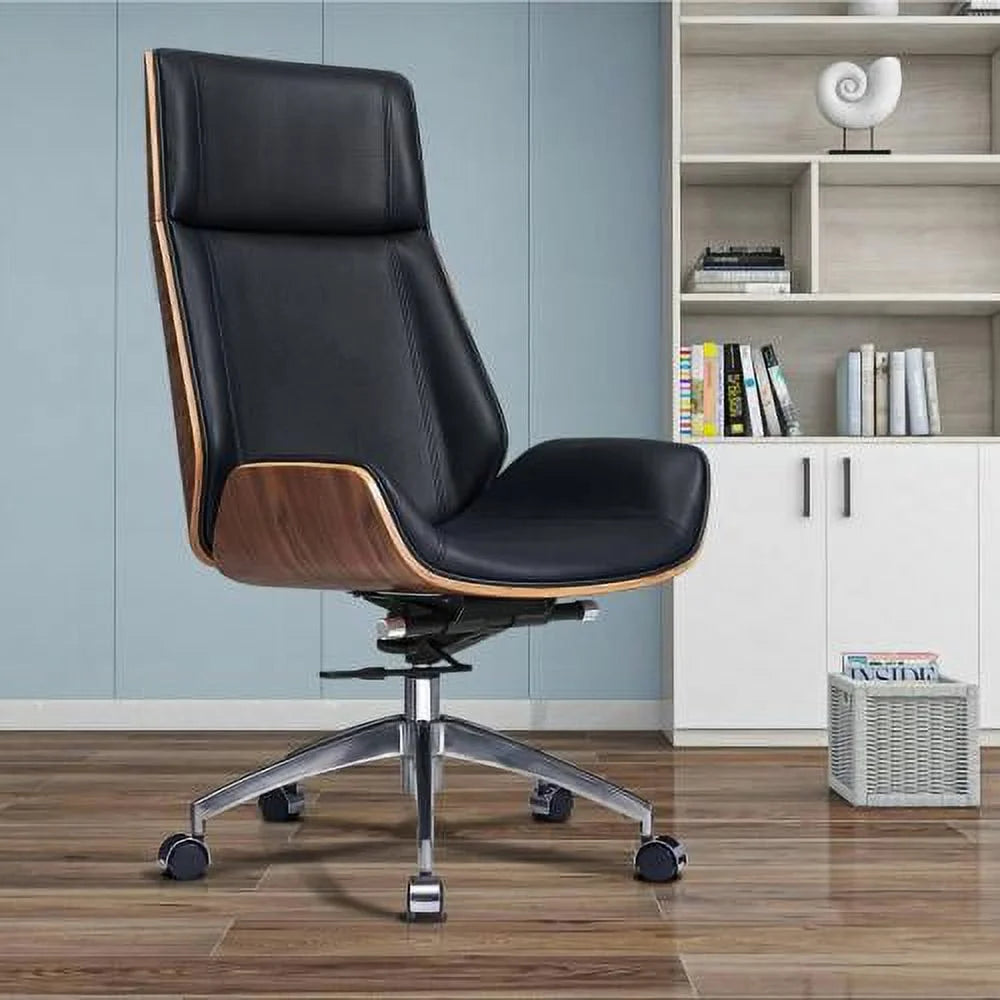 Black Genuine Leather Office Chair H58169