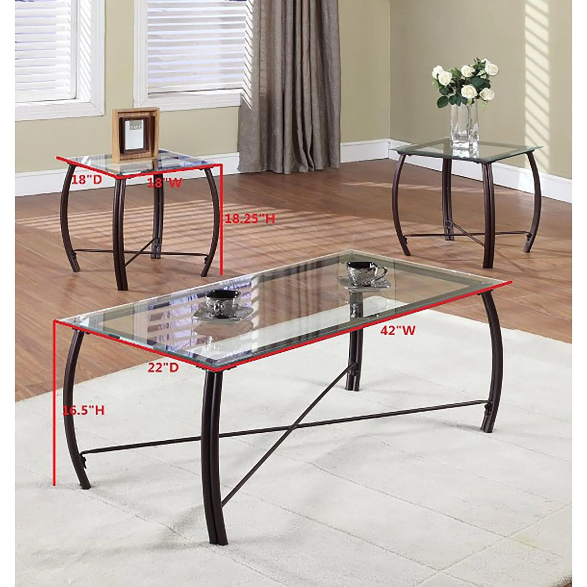 3 Piece Cocktail and End Table Set V390113