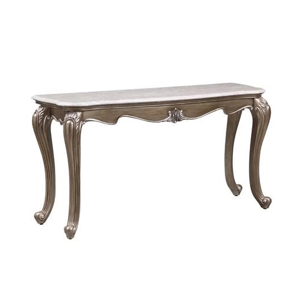 Sofa Table with Marble Top and Queen Anne Legs Gold T274
