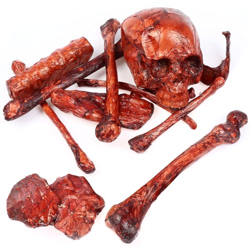 Blood Red Halloween Skeleton Set Fake Bloody Severed Bone Feet Broken Body Parts Props O21390