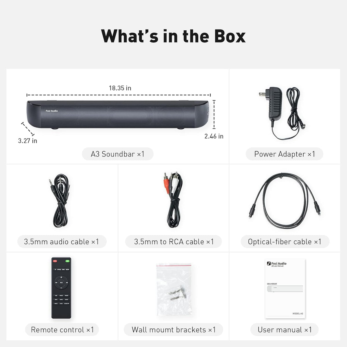 Bluetooth Sound Bar for TV, 18.35-Inch, Pack of 2 Y5190