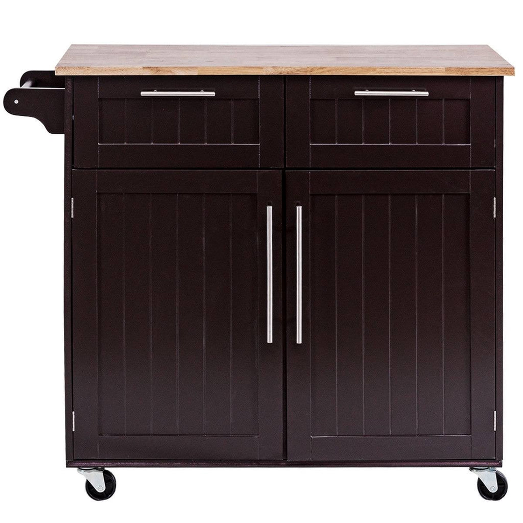 Brown Rolling Kitchen Cart with Storage Q20033