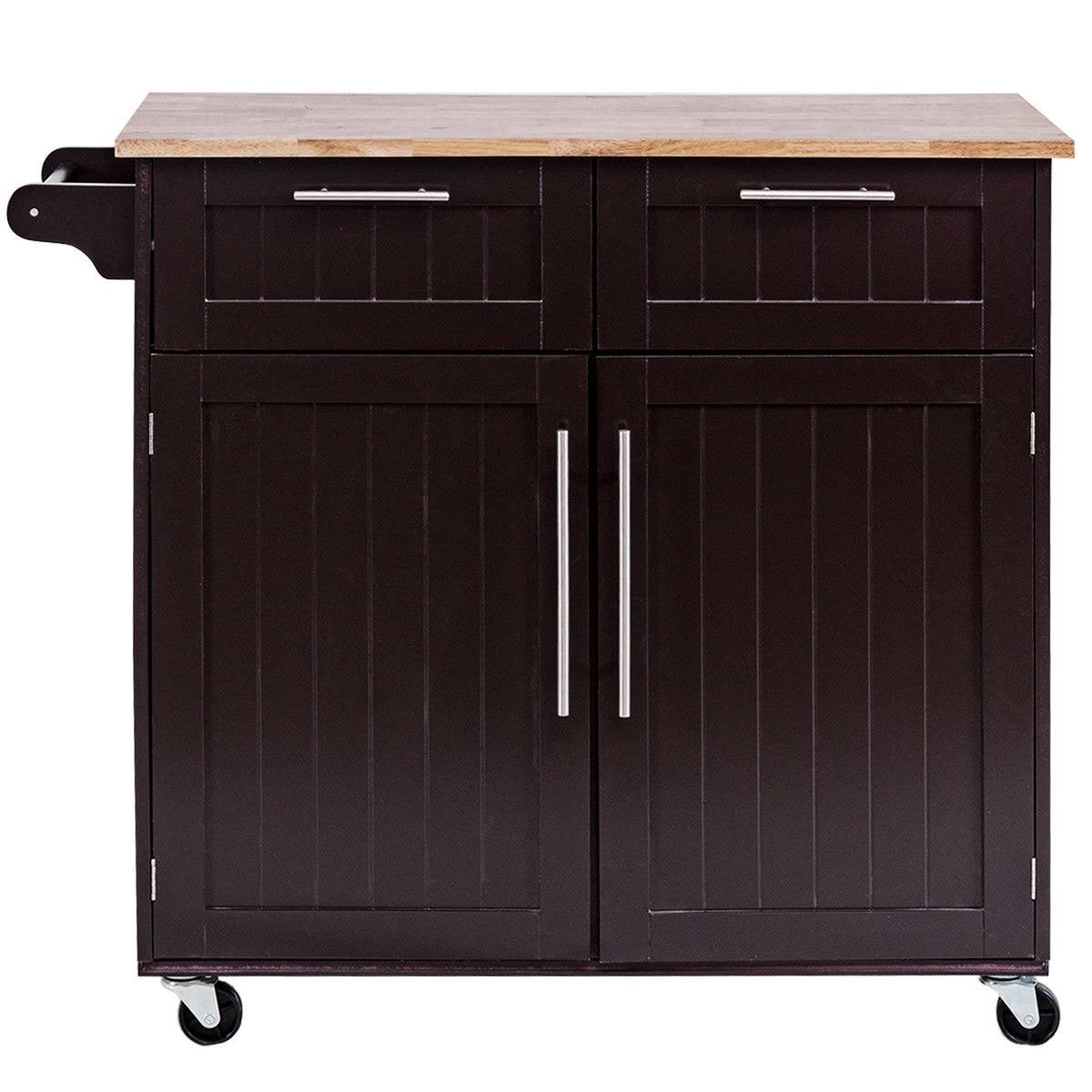 Brown Rolling Kitchen Cart with Storage Q20033