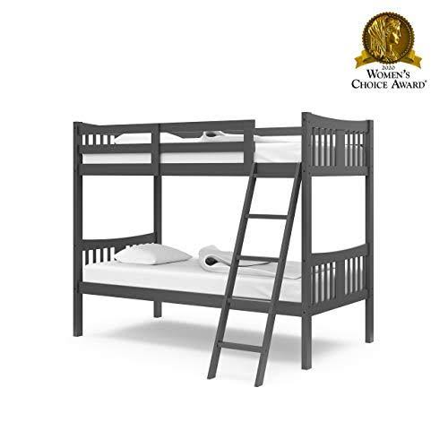 Gray Solid Hardwood Twin Over Twin Bunk Bed D7986