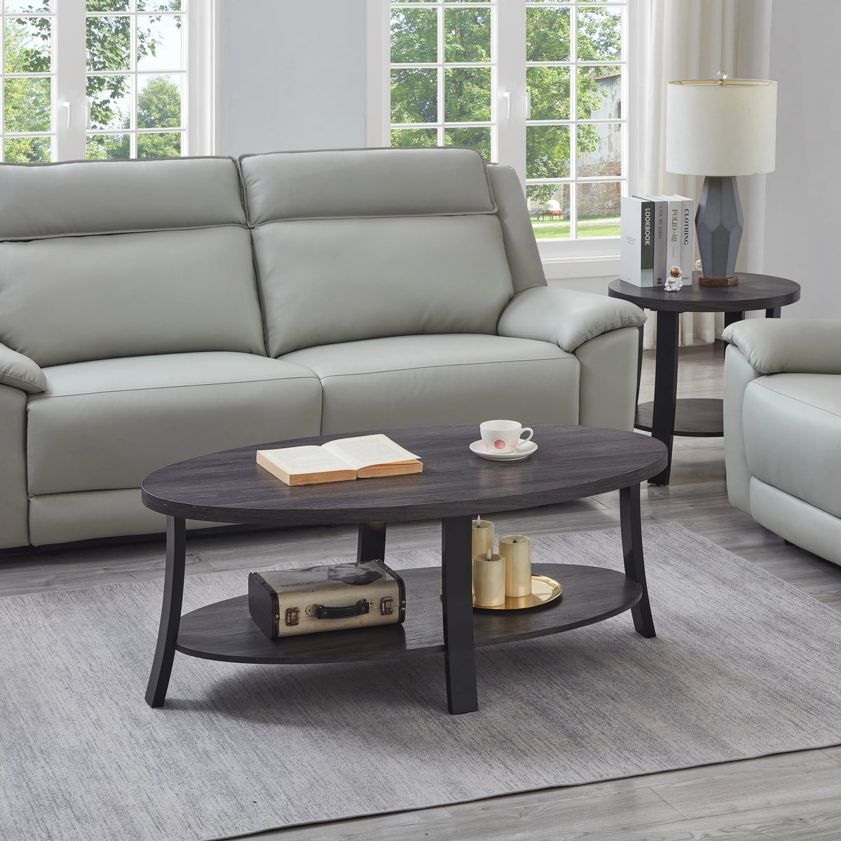 Oval Wood 3-Piece Coffee Table Set U221845