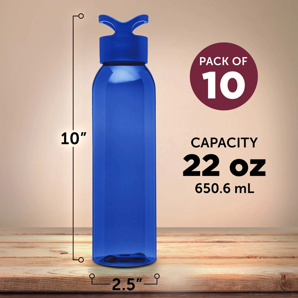 Blue 22 Oz. Tritan Plastic Water Bottles Set of 10 A84426