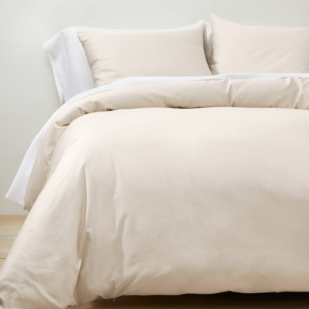 Full/Queen Supima Washed Sateen Duvet & Sham Set Natural B913