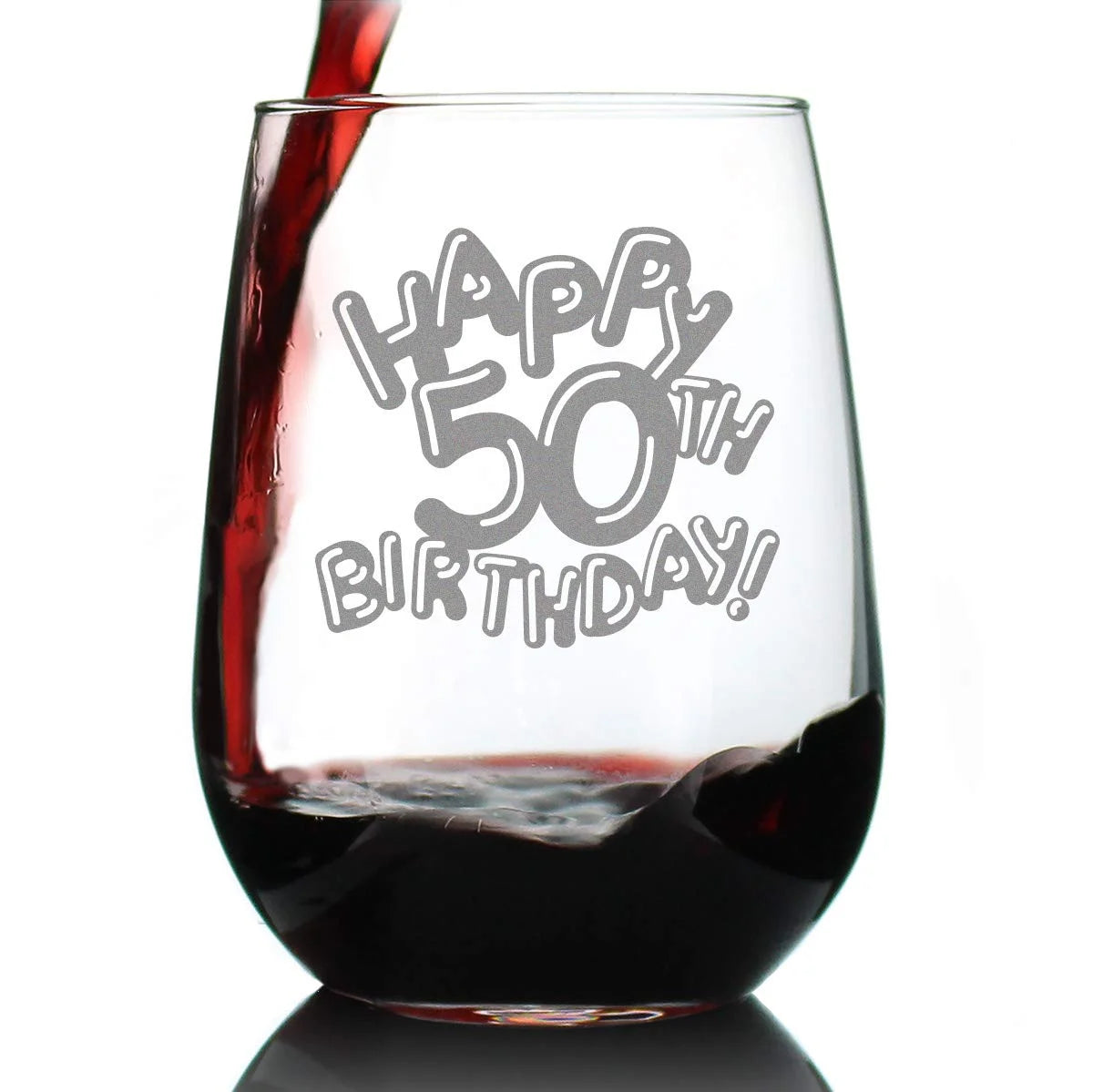 50Th Birthday Stemless Wine Glass 17 Oz V73820