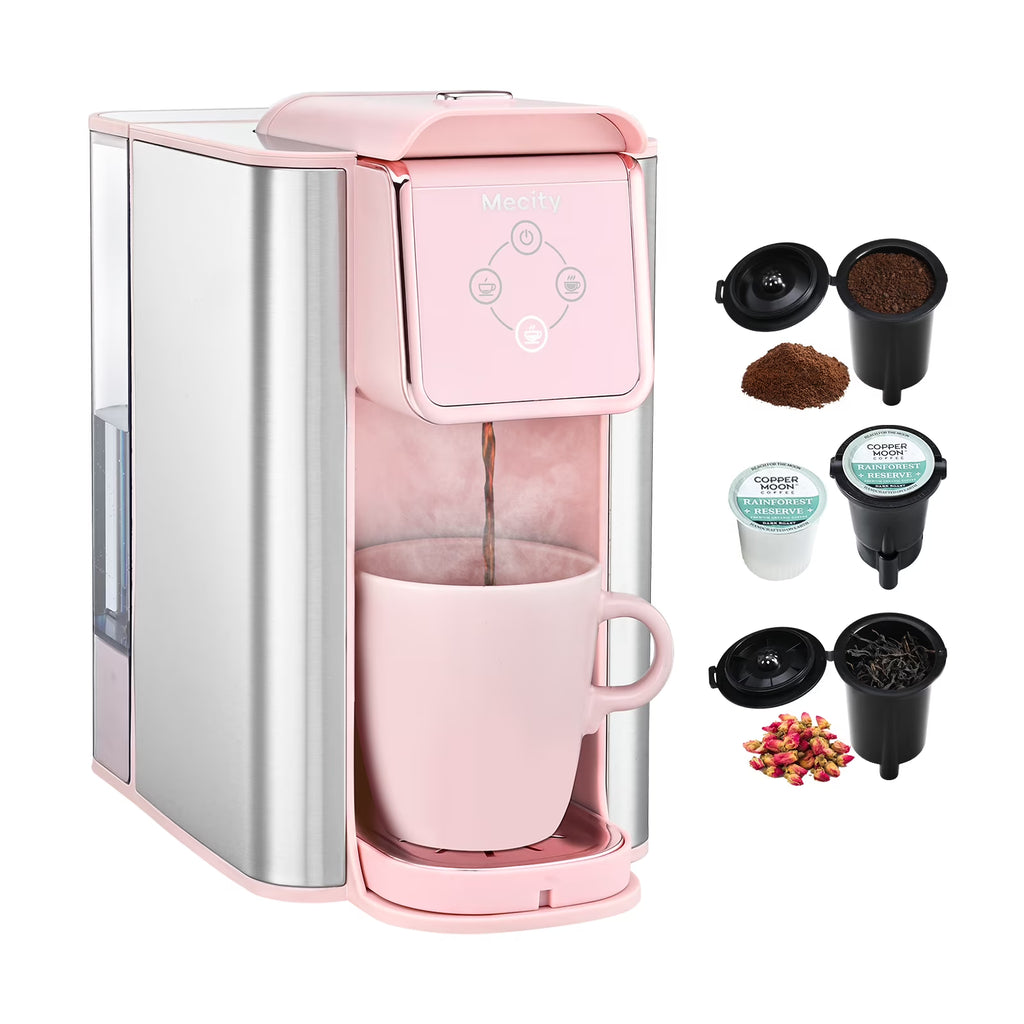 Pink 3-in-1 Single Serve Coffee Machine with Removable 50 Oz Water Reservoir P56197