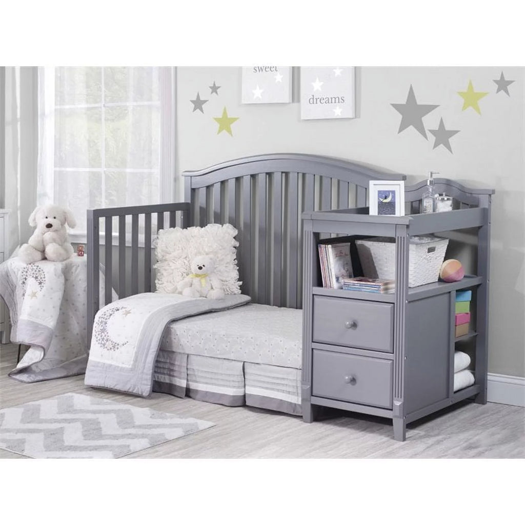 Gray 4-in-1 Convertible Crib and Changer V439030