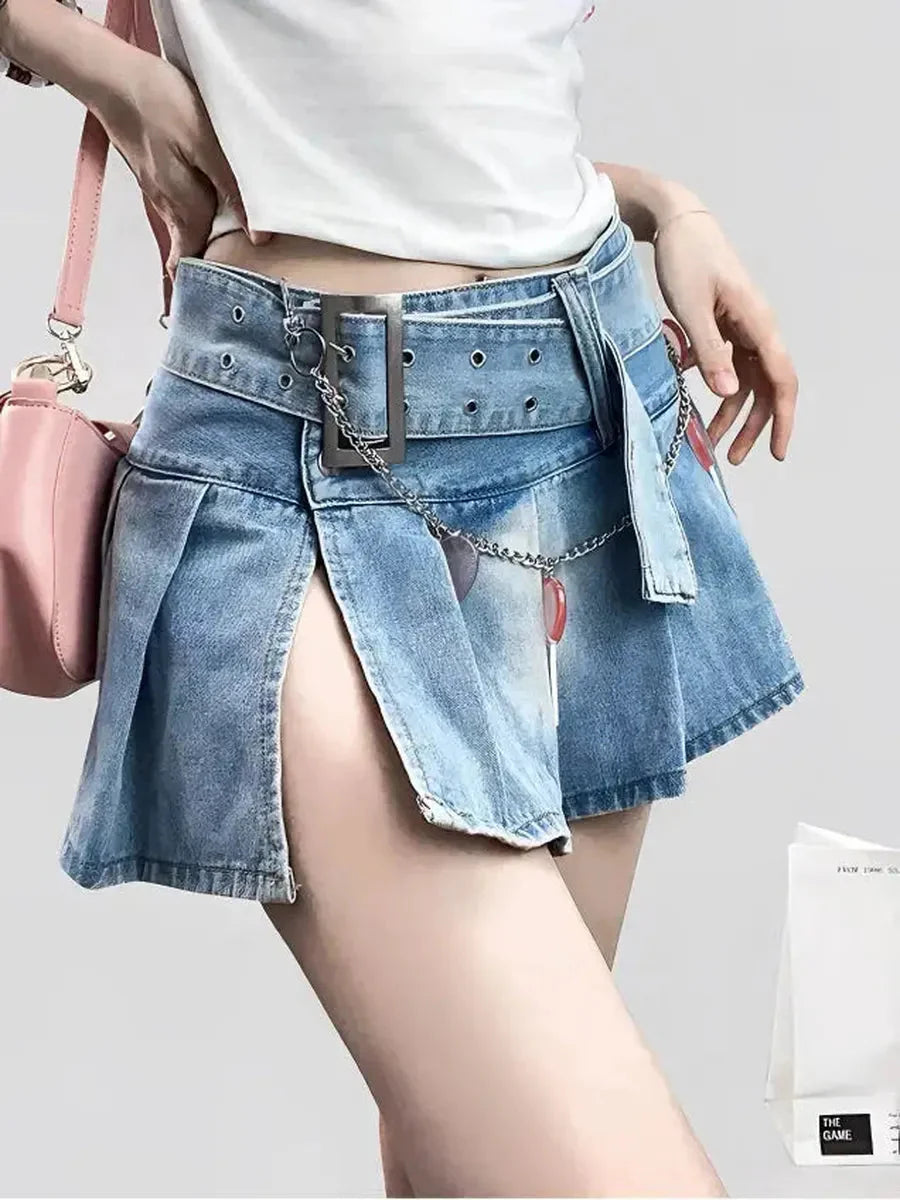 Low Waist Denim Split Skirt G645