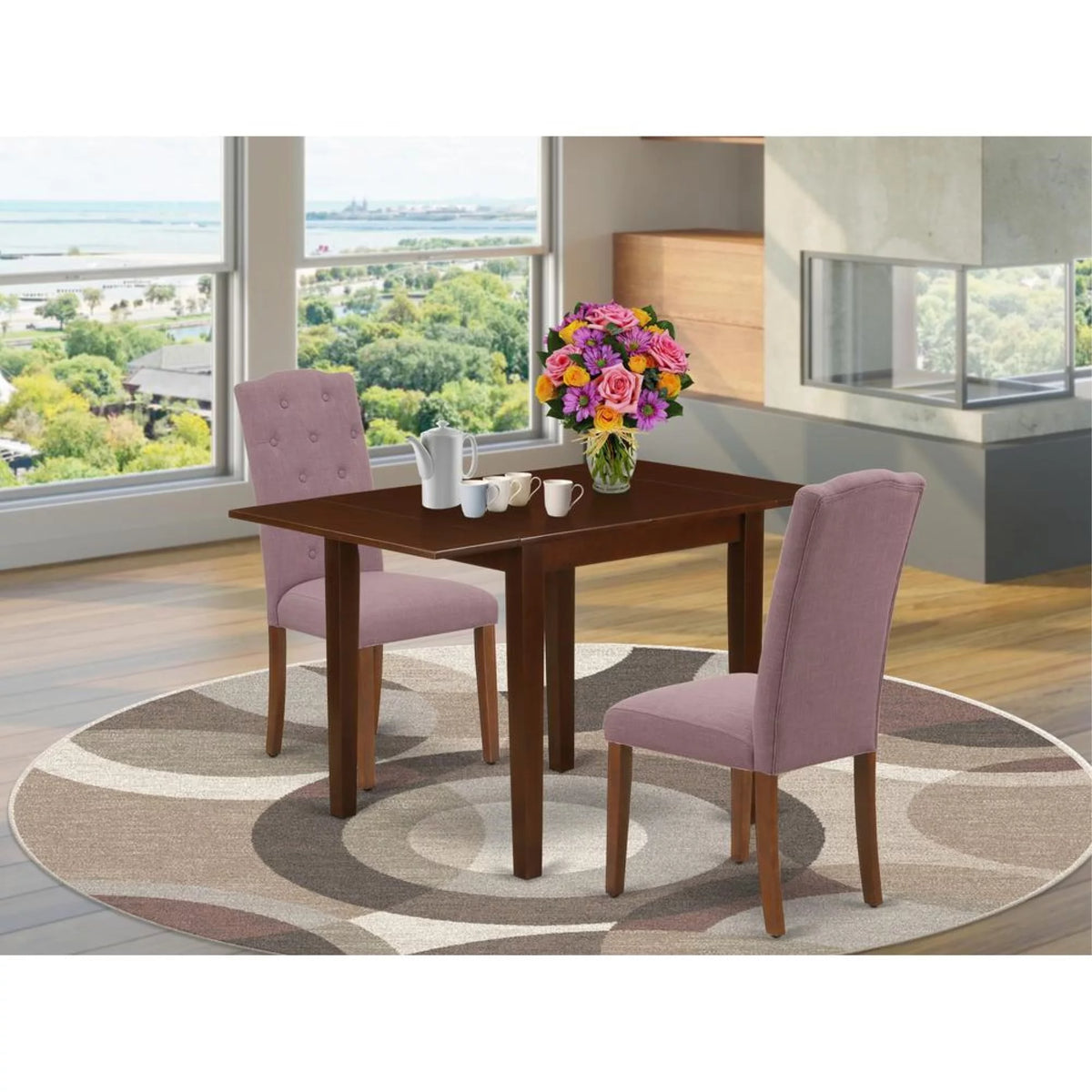3 Pc Wooden Dining Table Set with 2 Chairs A693