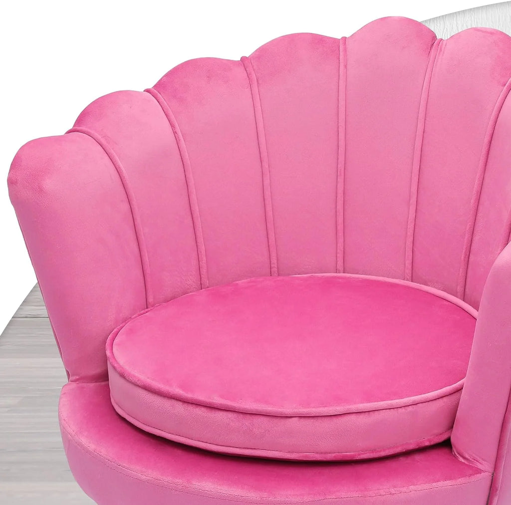 Velvet Tufted Shell Chair with Cushion and Golden Legs H29182