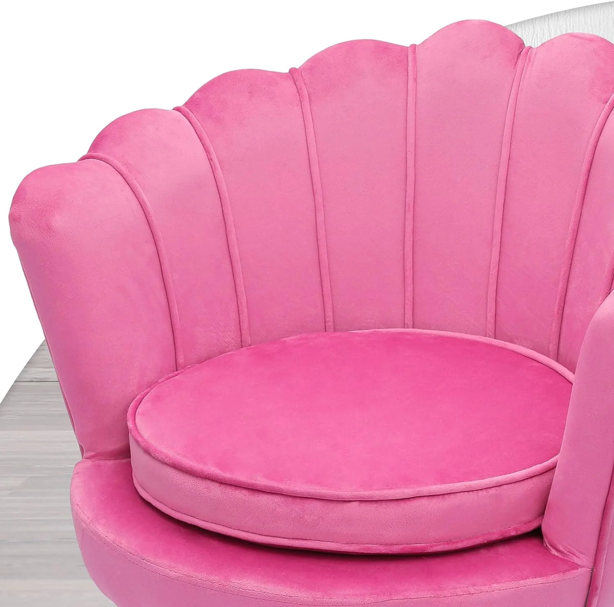 Velvet Tufted Shell Chair with Cushion and Golden Legs H29182