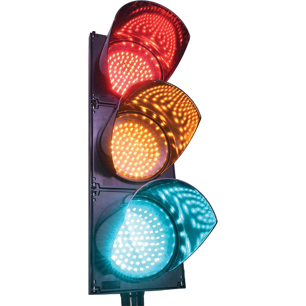 LED Traffic Stop Light 3 Light Red, Yellow, Green 8 Inch Diameter Lens, Industrial Loading Dock Bay Light, Indicator Light 85-265 VAC O5380