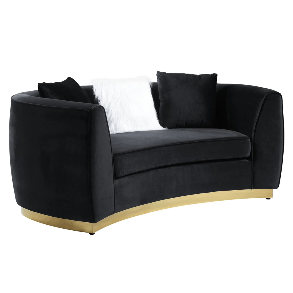 Black Velvet Curved Love Seat Sofa G936117