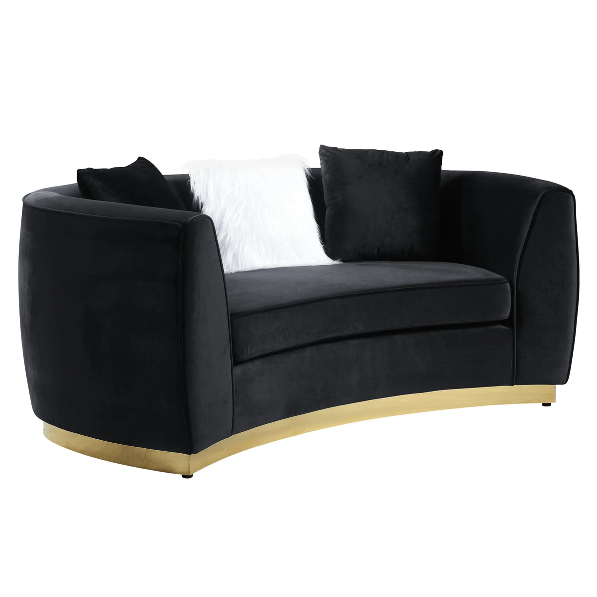Black Velvet Curved Love Seat Sofa G936117