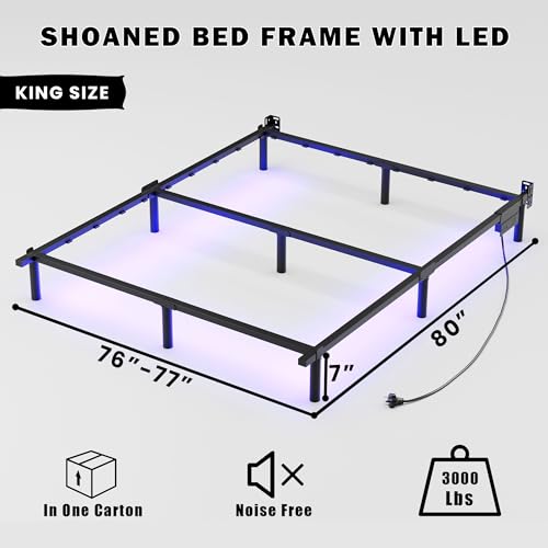 Black 7 Inch Metal Steel Bed Frame S87157