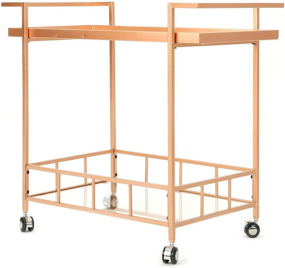 Industrial Glass Bar Cart with Shelves Q90648