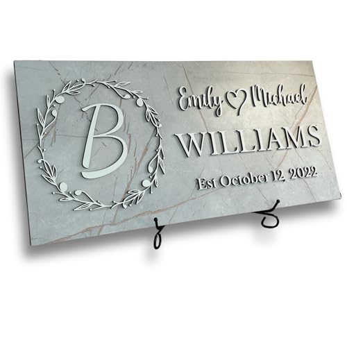Wooden Monogram Family Sign with Couples Names J4711