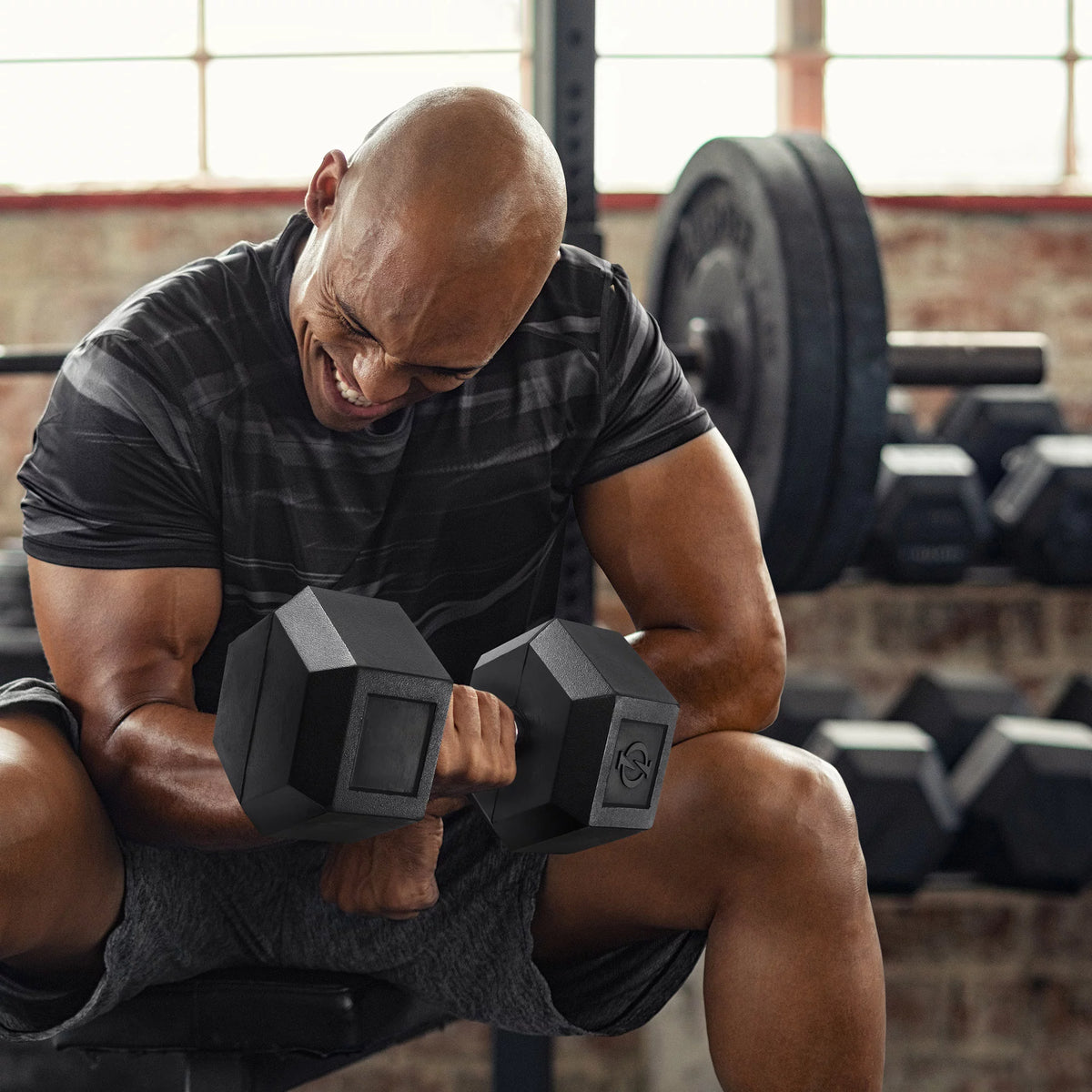 45 lb Pair Rubber Coated Hex Dumbbell W675
