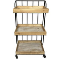 Rustic Wood and Metal Storage Serving Cart Y715