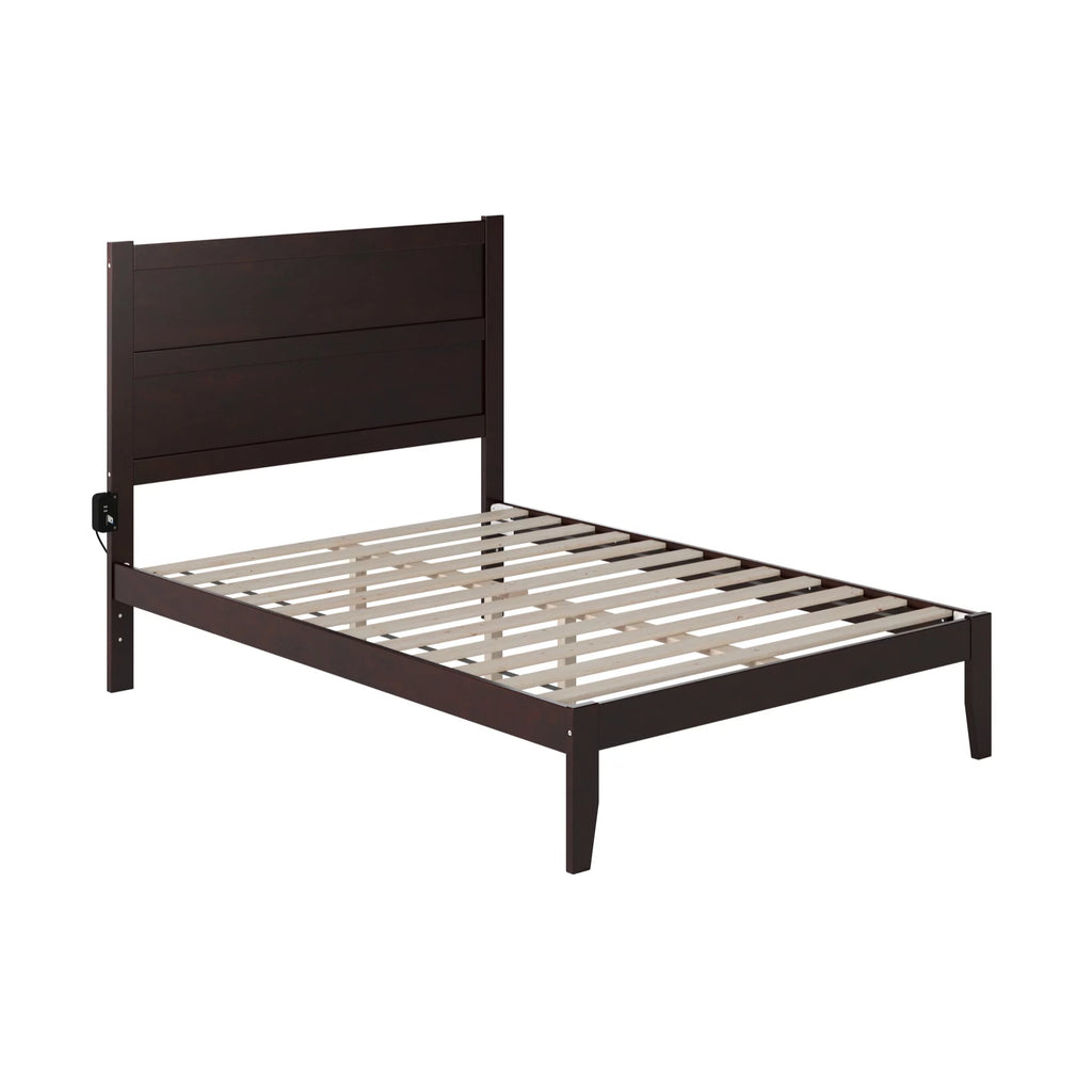 Solid Wood Full Bed with USB Charging Station V48879