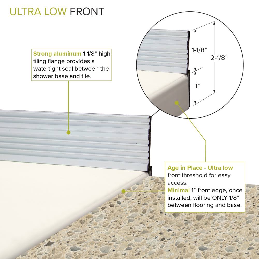 60-in L x 31.5-in Shower Base with Center Drain L258