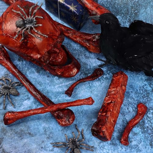 Blood Red Halloween Skeleton Set Fake Bloody Severed Bone Feet Broken Body Parts Props O21390