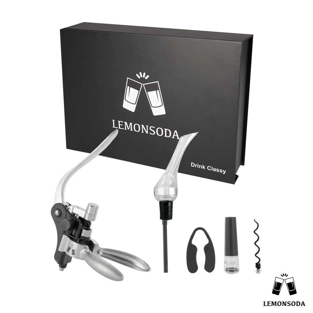 Wine Bottle Opener Kit with Corkscrew, Pourer, Foil Cutter, Stopper U667284